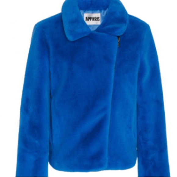 APPARIS Tukio Faux Fur Jacket in Vivid Blue - Picture 2 of 13